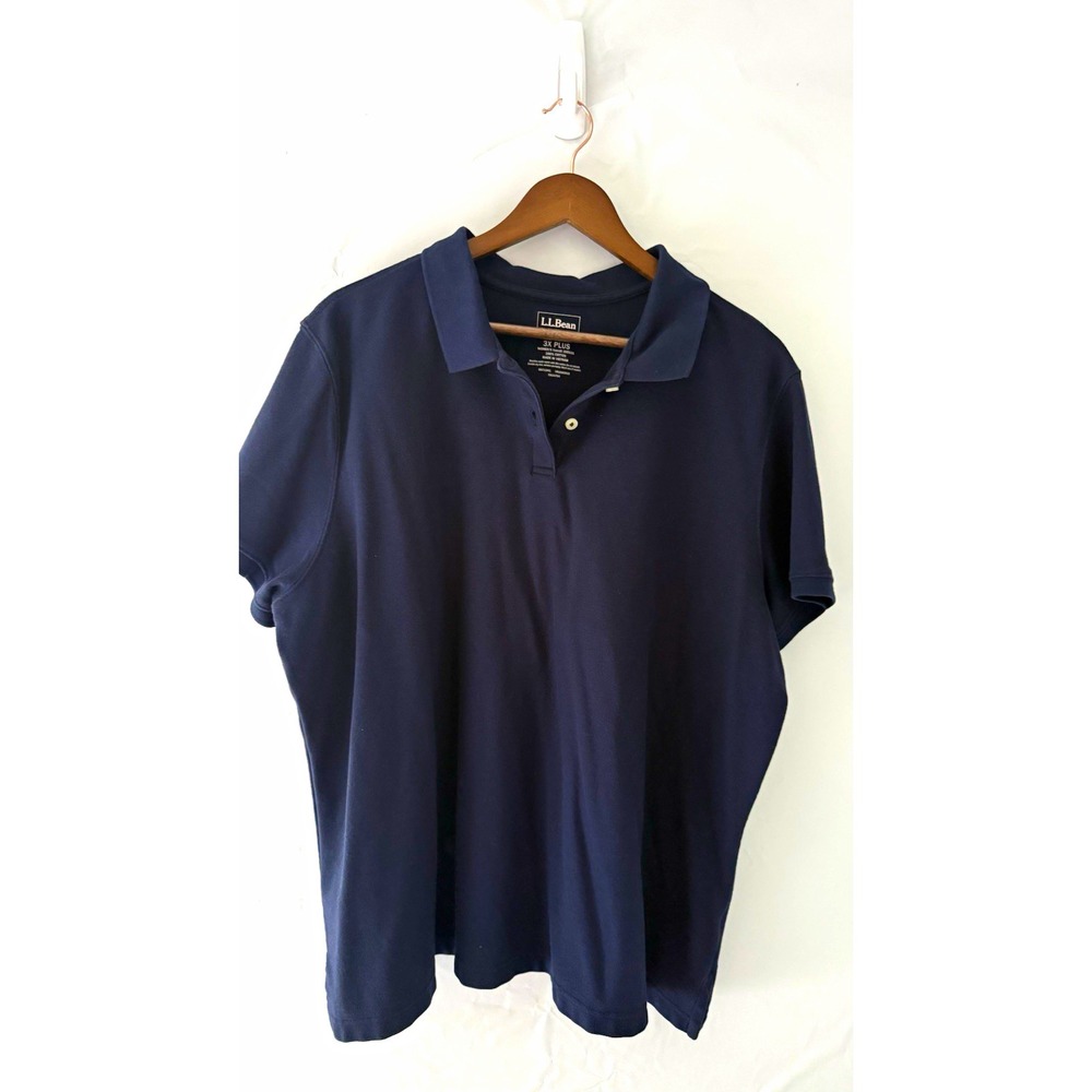 L.L.Bean Men's Relaxed Fit Polo Shirt 3X Big & Tall Navy Cotton Solid SS